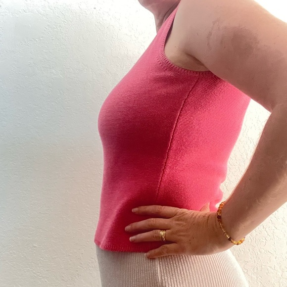 Talbots pink sweater cotton blend textured sleeveless top medium small xs Barbie - Picture 11 of 11